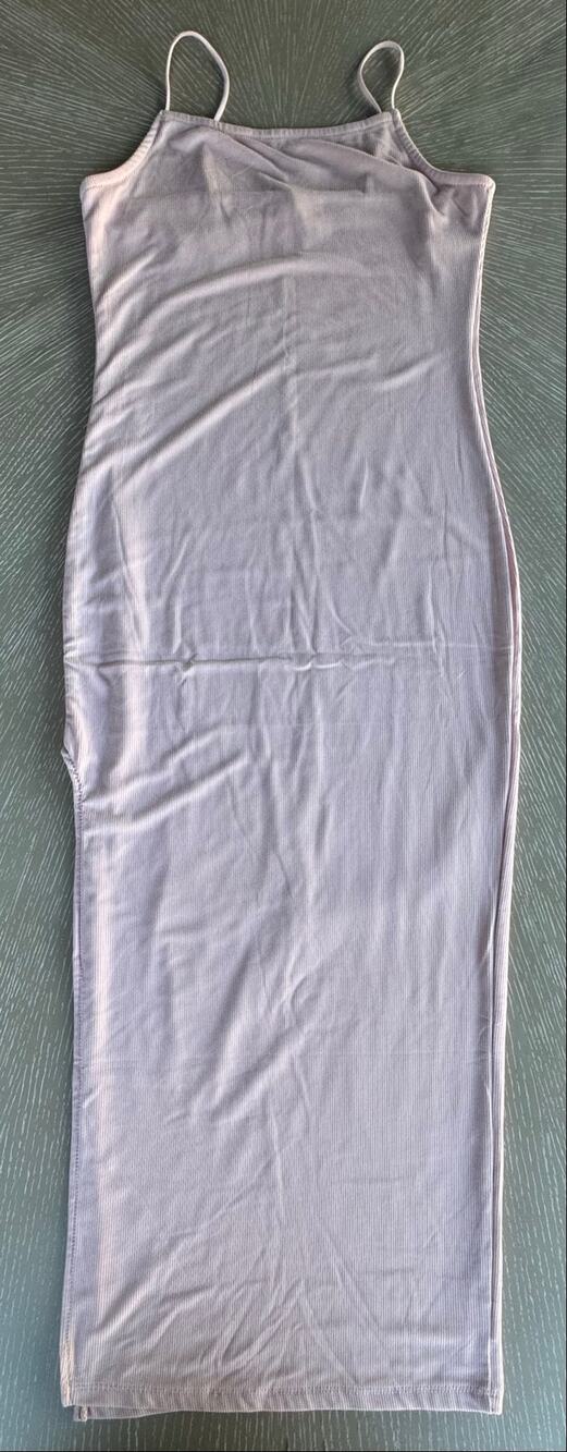 Fourteen Twelve Light Pink Ribbed Bodycon Maxi Dress Size L - Y2K Boho Chic